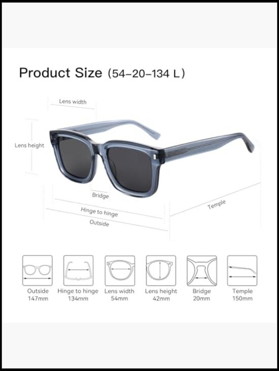 Chunky Rectangle Polarized Sunglasses with Thick Acetate Frame main image 4